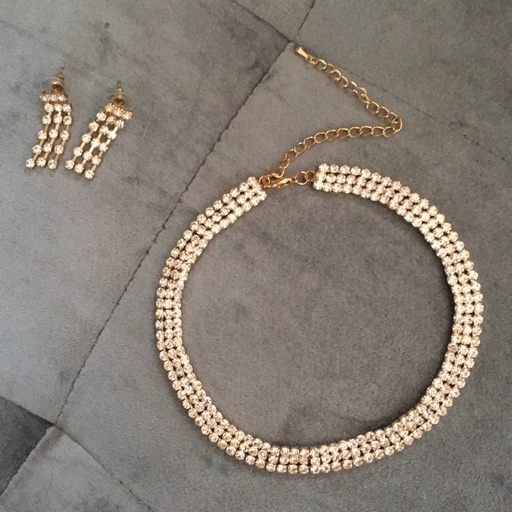 👑Gold CZ Necklace & Earrings - Picture 2 of 4